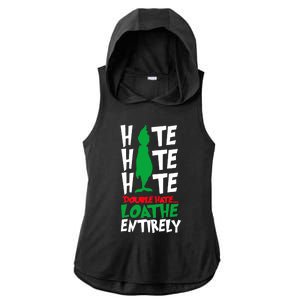 Hate Hate Double Hate Loathe Entirely Funny Christmas Ladies PosiCharge Tri-Blend Wicking Draft Hoodie Tank