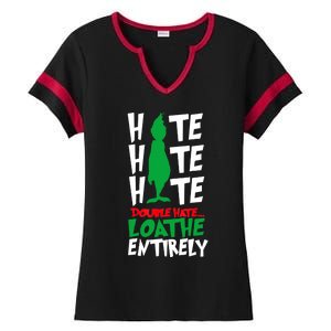 Hate Hate Double Hate Loathe Entirely Funny Christmas Ladies Halftime Notch Neck Tee