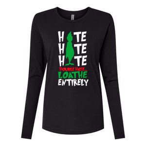 Hate Hate Double Hate Loathe Entirely Funny Christmas Womens Cotton Relaxed Long Sleeve T-Shirt