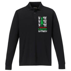 Hate Hate Double Hate Loathe Entirely Funny Christmas Performance Long Sleeve Polo