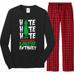 Hate Hate Double Hate Loathe Entirely Funny Christmas Long Sleeve Pajama Set