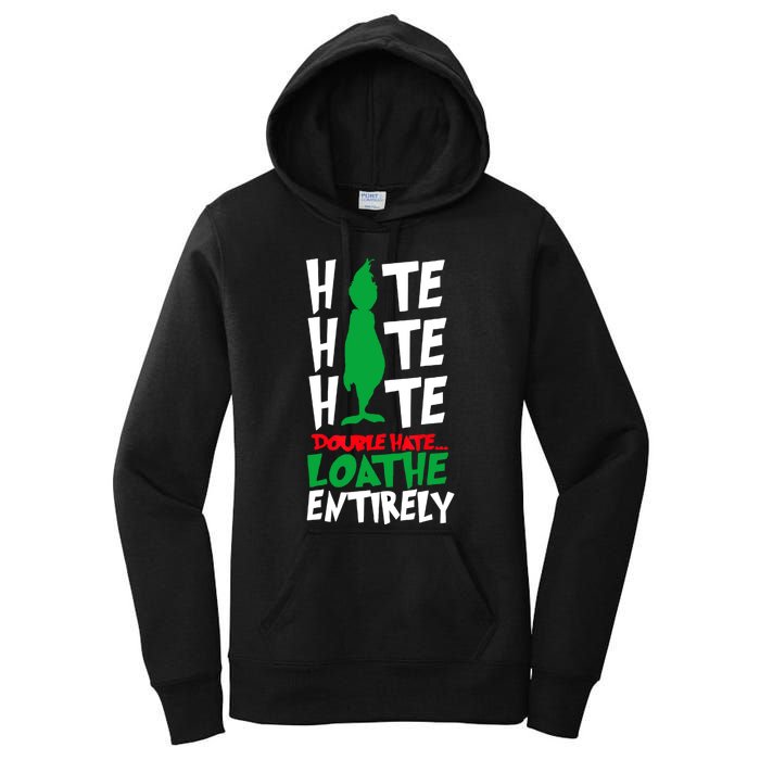 Hate Hate Double Hate Loathe Entirely Funny Christmas Women's Pullover Hoodie