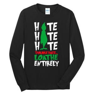 Hate Hate Double Hate Loathe Entirely Funny Christmas Tall Long Sleeve T-Shirt