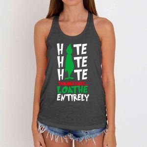 Hate Hate Double Hate Loathe Entirely Funny Christmas Women's Knotted Racerback Tank