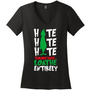 Hate Hate Double Hate Loathe Entirely Funny Christmas Women's V-Neck T-Shirt