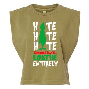 Hate Hate Double Hate Loathe Entirely Funny Christmas Garment-Dyed Women's Muscle Tee