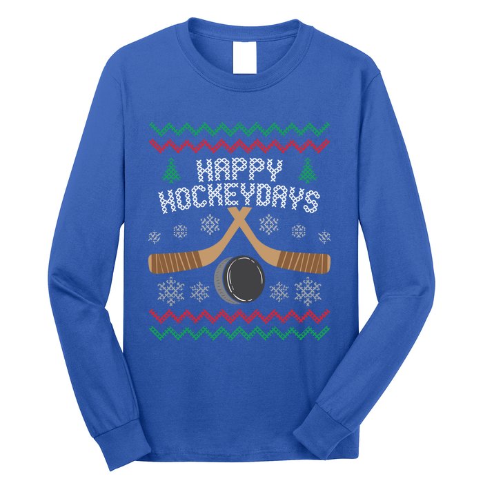 Happy Hockey Days Ugly Christmas Sweater Gift Gift Long Sleeve Shirt