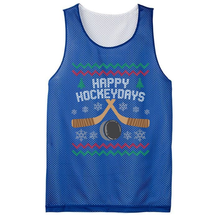 Happy Hockey Days Ugly Christmas Sweater Gift Gift Mesh Reversible Basketball Jersey Tank