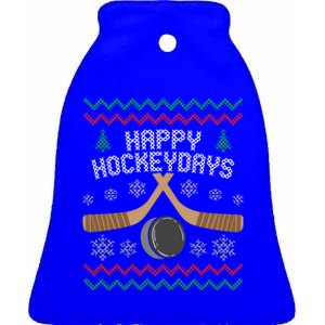 Happy Hockey Days Ugly Christmas Sweater Gift Gift Ceramic Bell Ornament