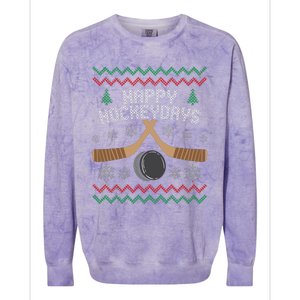 Happy Hockey Days Ugly Christmas Sweater Colorblast Crewneck Sweatshirt