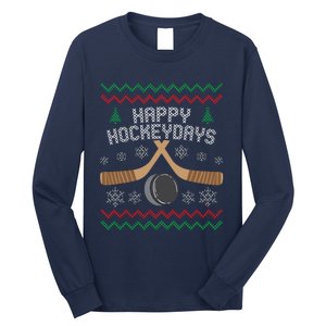 Happy Hockey Days Ugly Christmas Sweater Long Sleeve Shirt