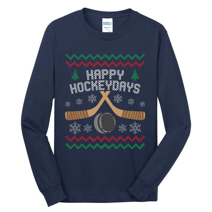 Happy Hockey Days Ugly Christmas Sweater Tall Long Sleeve T-Shirt