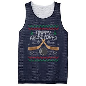 Happy Hockey Days Ugly Christmas Sweater Mesh Reversible Basketball Jersey Tank