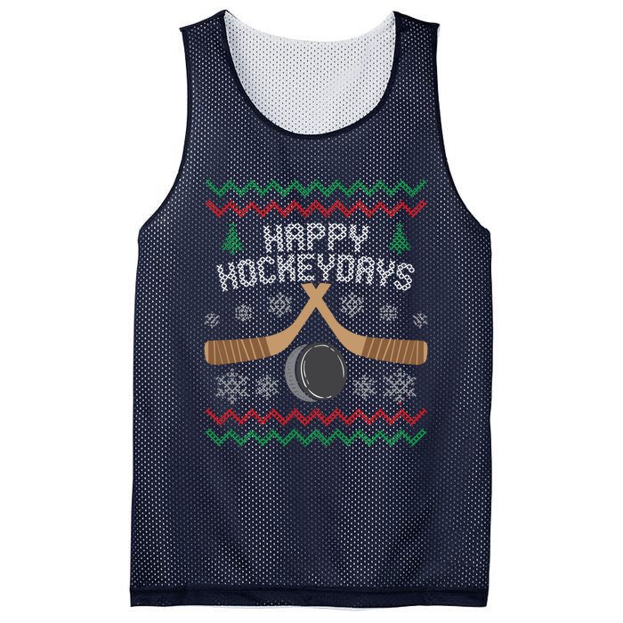 Happy Hockey Days Ugly Christmas Sweater Mesh Reversible Basketball Jersey Tank