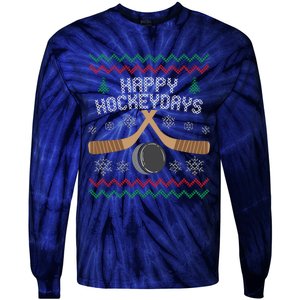 Happy Hockey Days Ugly Christmas Sweater Tie-Dye Long Sleeve Shirt