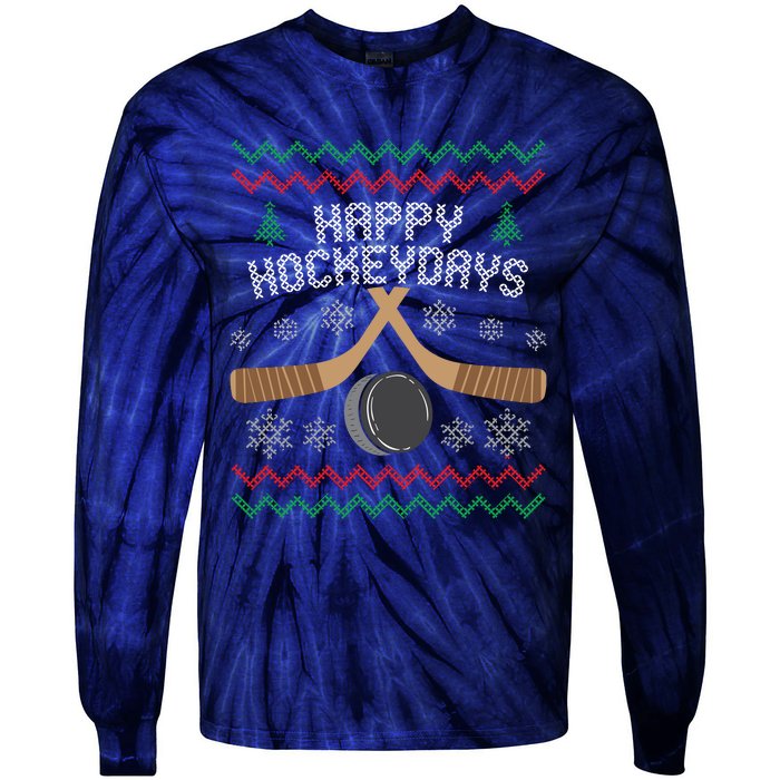 Happy Hockey Days Ugly Christmas Sweater Tie-Dye Long Sleeve Shirt