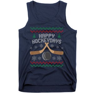 Happy Hockey Days Ugly Christmas Sweater Tank Top