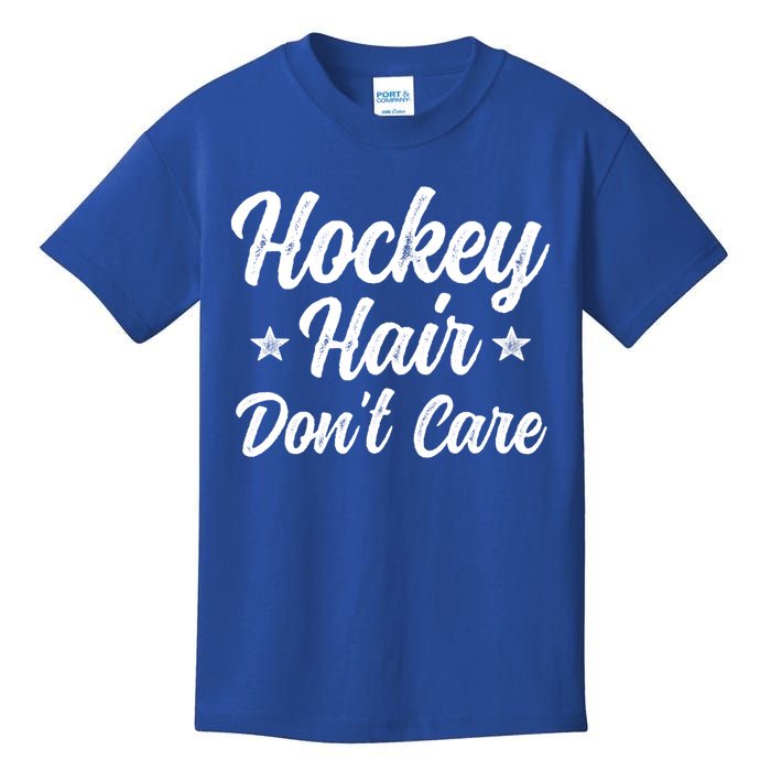 Hockey Hair Dont Care Funny Ice Hockey Player Gift Meaningful Gift Kids T-Shirt