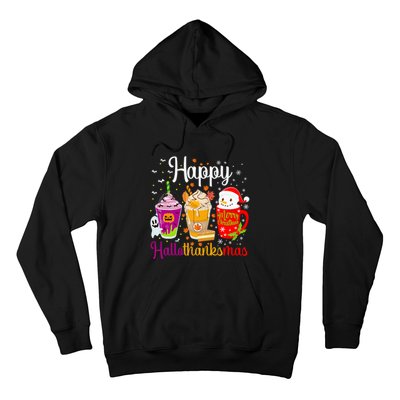 Happy Hallothanksmas Drinks Halloween Thanksgiving Christmas Hoodie