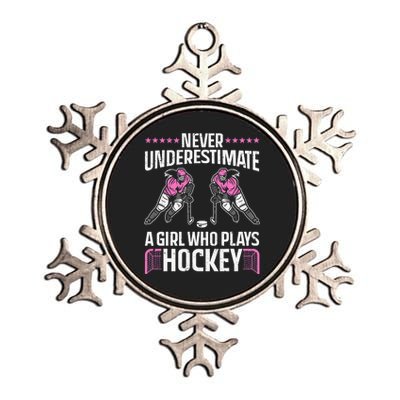 Hockey Hair Dont Care Ice Hockey Sport Hockey Player Metallic Star Ornament