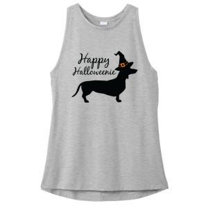 Happy Halloweenie Dachshund Wiener Dog Halloween Ladies PosiCharge Tri-Blend Wicking Tank