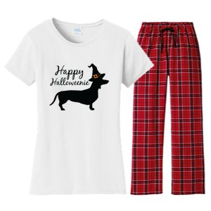 Happy Halloweenie Dachshund Wiener Dog Halloween Women's Flannel Pajama Set