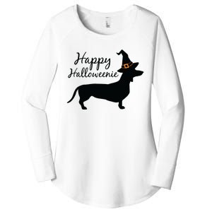 Happy Halloweenie Dachshund Wiener Dog Halloween Women's Perfect Tri Tunic Long Sleeve Shirt