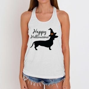 Happy Halloweenie Dachshund Wiener Dog Halloween Women's Knotted Racerback Tank