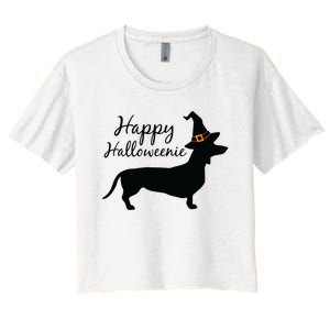 Happy Halloweenie Dachshund Wiener Dog Halloween Women's Crop Top Tee