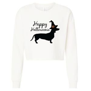 Happy Halloweenie Dachshund Wiener Dog Halloween Cropped Pullover Crew