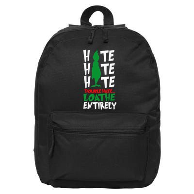 Hate Hate double hate loathe entirely funny Christmas  16 in Basic Backpack