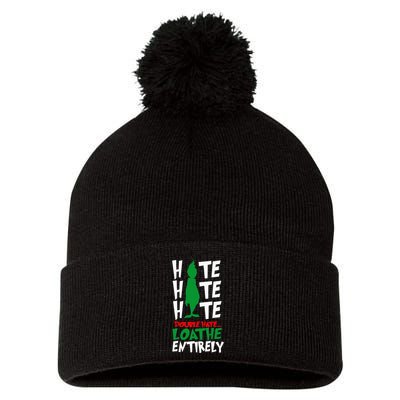 Hate Hate double hate loathe entirely funny Christmas  Pom Pom 12in Knit Beanie
