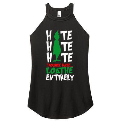 Hate Hate double hate loathe entirely funny Christmas  Women's Perfect Tri Rocker Tank