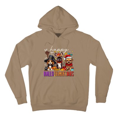 Happy Hallothanksmas Dogs Halloween Thanksgiving Christmas Hoodie