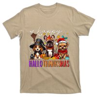 Happy Hallothanksmas Dogs Halloween Thanksgiving Christmas T-Shirt