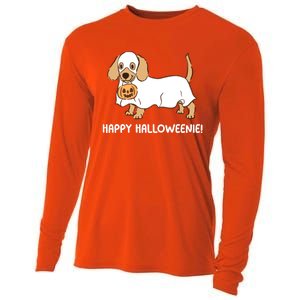 Happy Halloweenie Dachshund Dog Ghost Lazy Halloween Costume Gift Cooling Performance Long Sleeve Crew