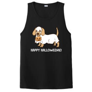 Happy Halloweenie Dachshund Dog Ghost Lazy Halloween Costume Gift PosiCharge Competitor Tank