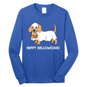 Happy Halloweenie Dachshund Dog Ghost Lazy Halloween Costume Gift Long Sleeve Shirt