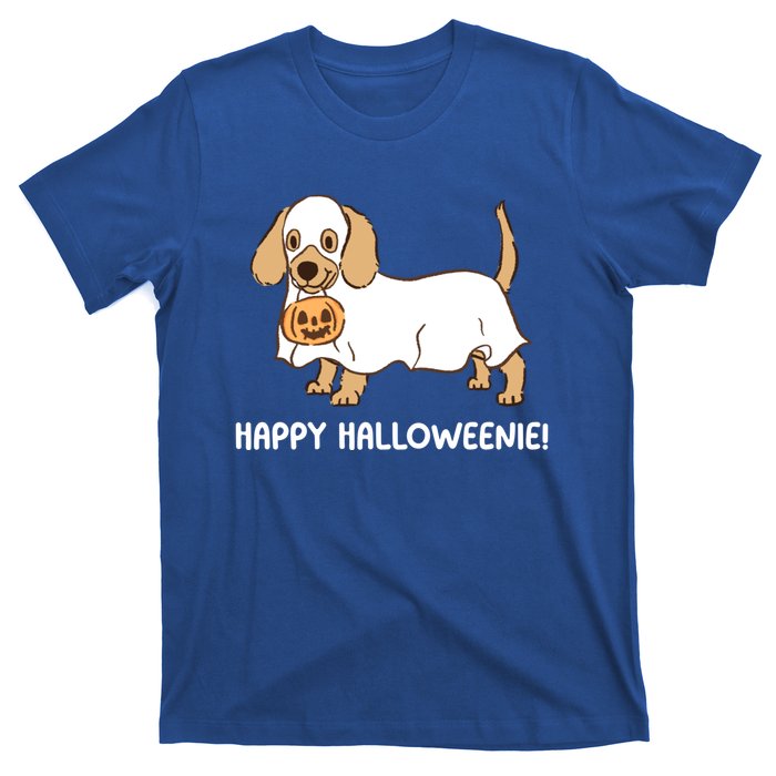 Happy Halloweenie Dachshund Dog Ghost Lazy Halloween Costume Gift T-Shirt