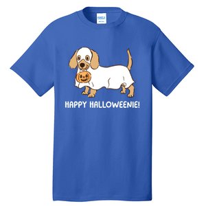 Happy Halloweenie Dachshund Dog Ghost Lazy Halloween Costume Gift Tall T-Shirt