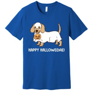 Happy Halloweenie Dachshund Dog Ghost Lazy Halloween Costume Gift Premium T-Shirt