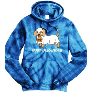 Happy Halloweenie Dachshund Dog Ghost Lazy Halloween Costume Gift Tie Dye Hoodie