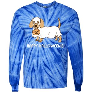 Happy Halloweenie Dachshund Dog Ghost Lazy Halloween Costume Gift Tie-Dye Long Sleeve Shirt