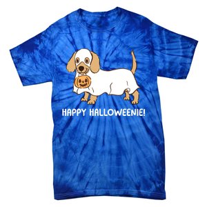 Happy Halloweenie Dachshund Dog Ghost Lazy Halloween Costume Gift Tie-Dye T-Shirt