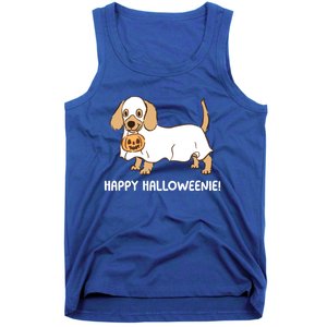 Happy Halloweenie Dachshund Dog Ghost Lazy Halloween Costume Gift Tank Top