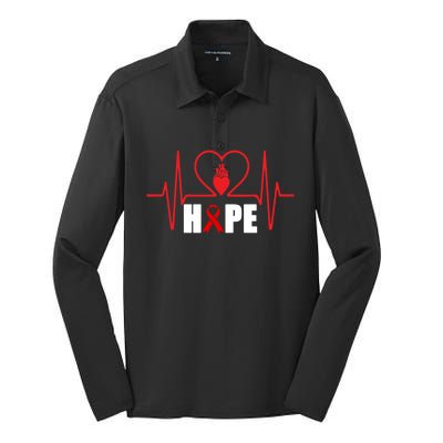 Hope Heart Disease Awareness In February Heart Health Month Gift Silk Touch Performance Long Sleeve Polo