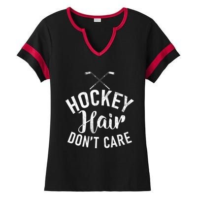 Hockey Hair Dont Care Hockey Gift Ladies Halftime Notch Neck Tee