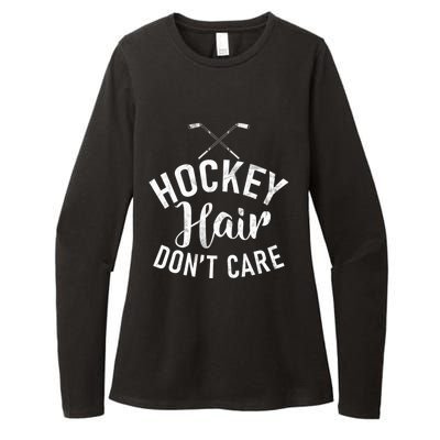 Hockey Hair Dont Care Hockey Gift Womens CVC Long Sleeve Shirt