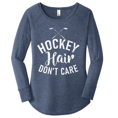 Hockey Hair Dont Care Hockey Gift Women's Perfect Tri Tunic Long Sleeve Shirt