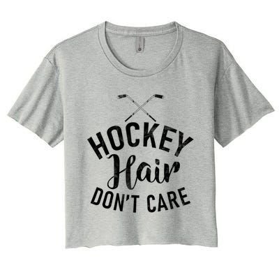 Hockey Hair Dont Care Hockey Gift Women's Crop Top Tee